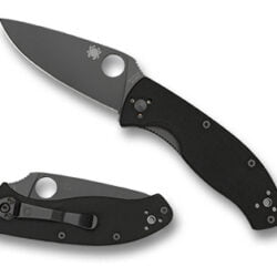 Spyderco, Tenacious G-10 BLACK / BLACK BLADE , 3.38" Folding Knife, Plain Edge, VG10/Black, Black G10 Handle