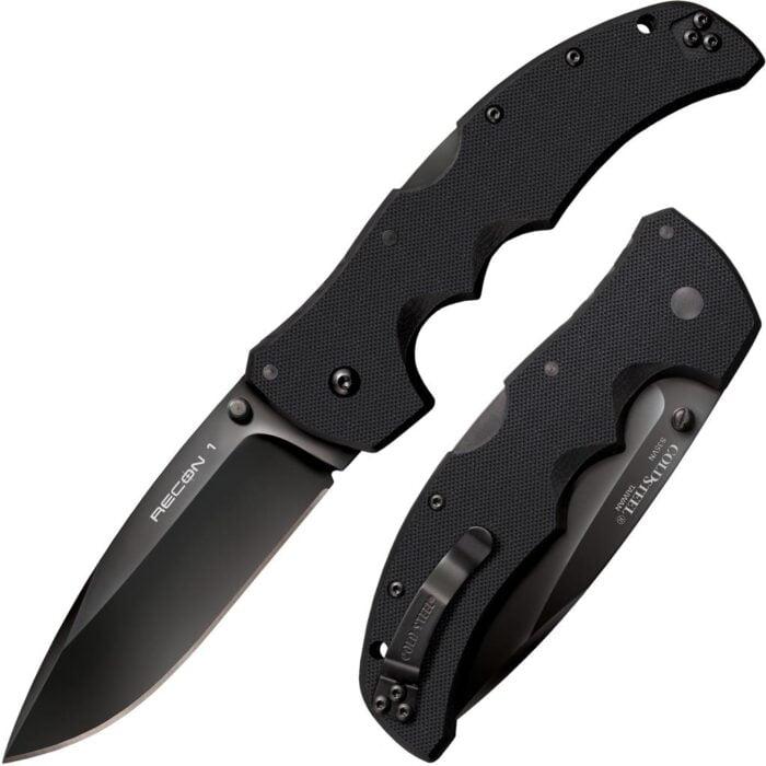 Cold Steel, Recon 1, Folding Knife, S35VN with DLC Coating, Plain Edge, Spear Point, 4" Blade