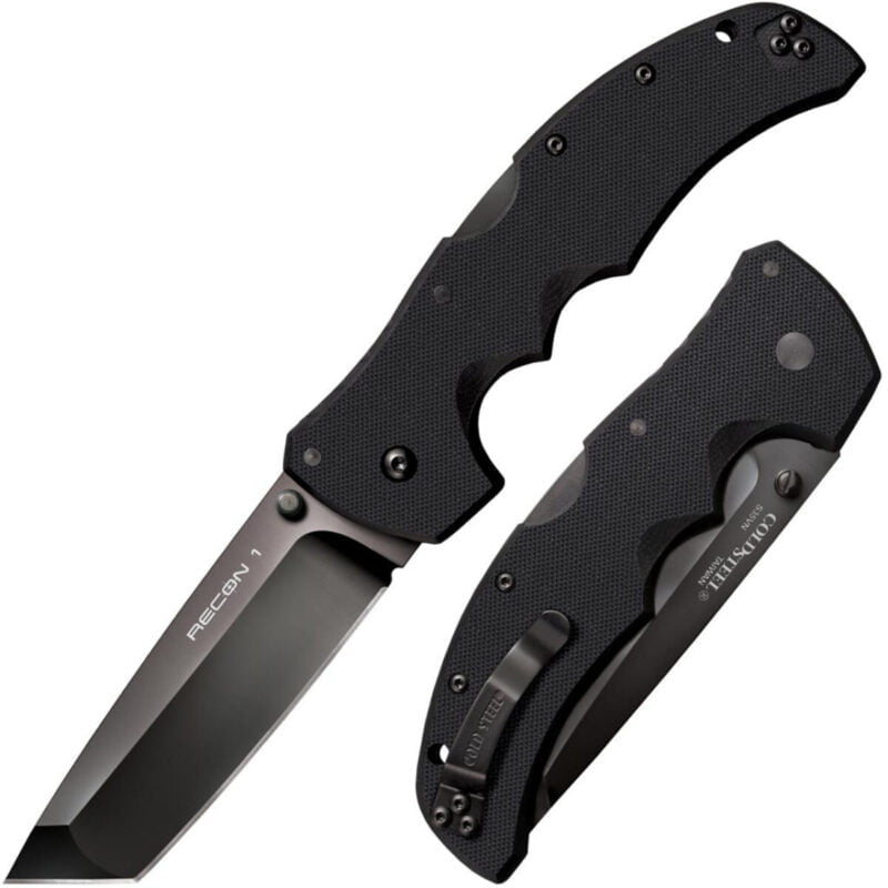 Cold Steel, Recon 1, Folding Knife, Black, Plain Edge, Tanto