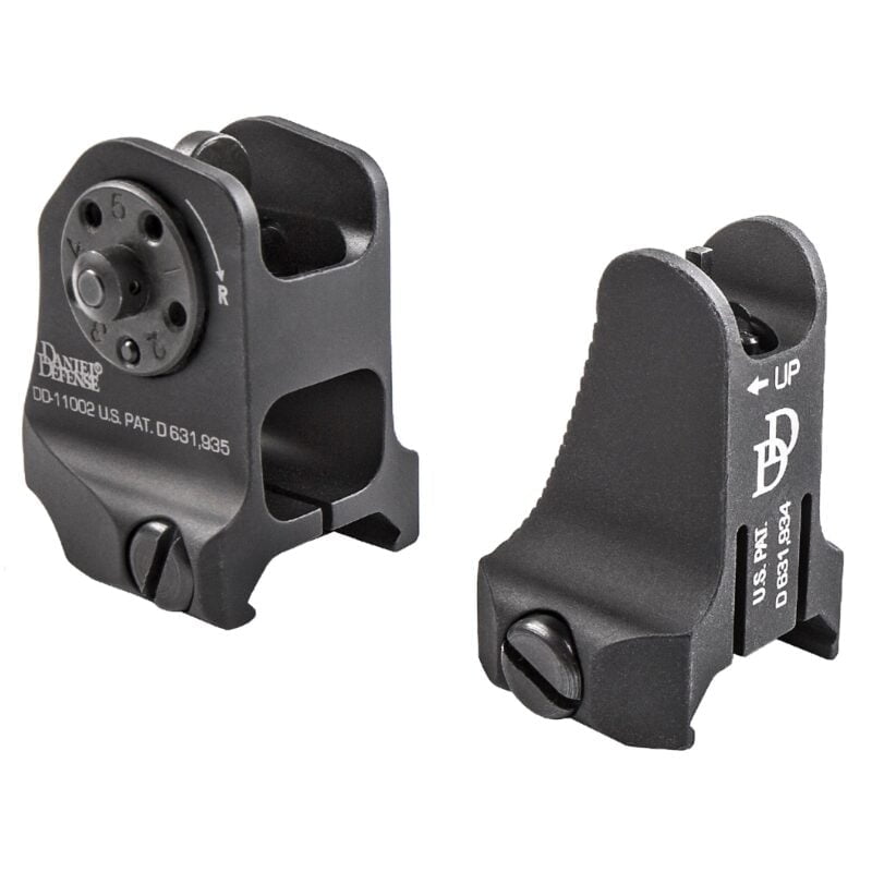 Daniel Defense, Fixed Front/Rear Sight Combo, Fits Picatinny, Black Finish