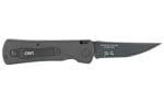 Columbia River Knife & Tool, Hissatsu, Folder, 3.875" Assisted Folding Knife, Samurai, Plain Edge, AUS 8/Black Teflon, Black Zytel, Dual Thumb Disc/Pocket Clip