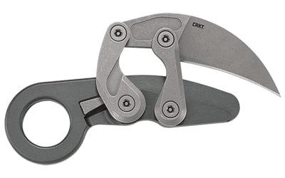 Columbia River Knife & Tool, Provoke Compact, Folding Knife, Silver, Plain Edge, Karambit, 2.26" Blade, Stonewashed Finish, D2 Steel, Aluminum Handle