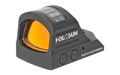 Holosun Technologies, 407CO-X2, Red Ring, 8 MOA, Black Color, Side Battery, Solar Failsafe, Mount Not Include