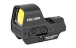 Holosun Technologies, Open Reflex, 2MOA Dot or 2MOA Dot with 65MOA Circle, Solar with Internal Battery, Quick Release Mount, AR Riser, Protective Hood, Black Finish
