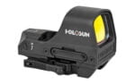 Holosun Technologies, Open Reflex, 2MOA Dot or 2MOA Dot with 65MOA Circle, Solar with Internal Battery, Quick Release Mount, AR Riser, Protective Hood, Black Finish