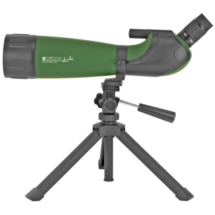 KonuSpot-80, Spotting Scope, 20-60X80, 42.32oz, Green/Black Color, Includes Storage Case, Smart Phone , Photo Adapter Tube