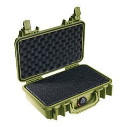 Pelican, 1170 Protector Case, OD Green, Hard Case, Interior 10.54"x6.04"x3.16", Watertight, Crushproof, Dustproof