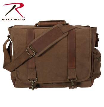 Rothco Vintage Canvas Pathfinder Laptop Bag With Leather Accents