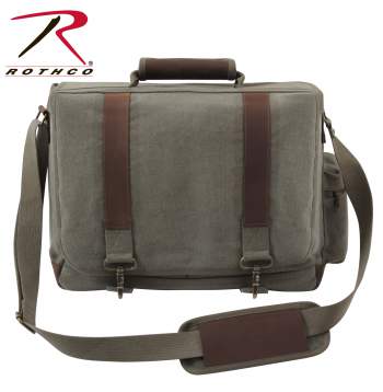 Rothco Vintage Canvas Pathfinder Laptop Bag With Leather Accents