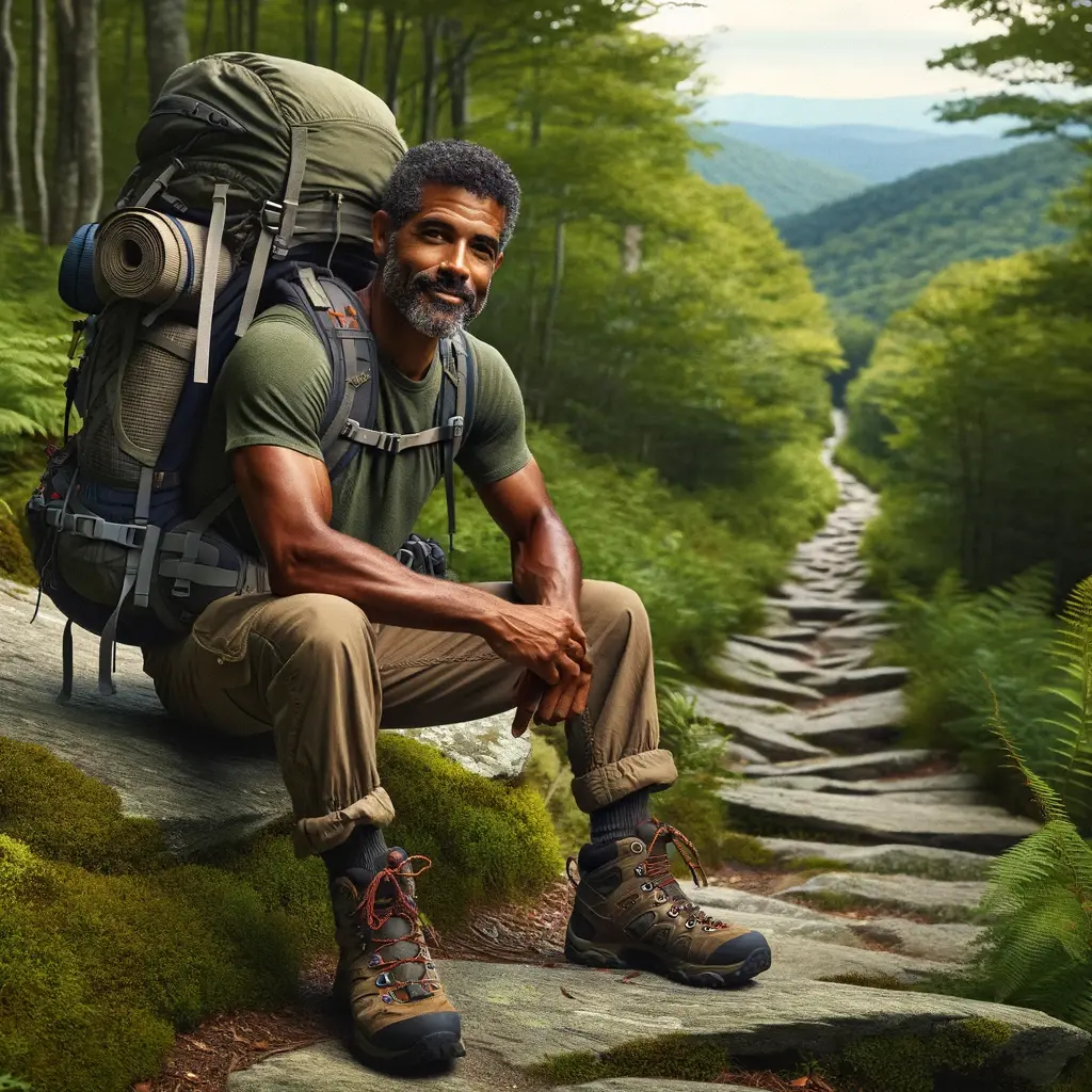  section hiker on a different segment of the trail, illustrating the concept of enjoying and exploring individual sections of a long-distance hike. The scenery includes forest and mountain landscapes, typical of trails like the Appalachian, emphasizing the diverse experiences possible in section hiking.